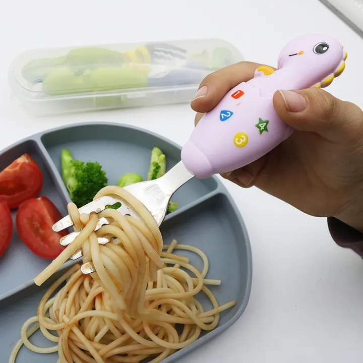 Dinosaur%20Style%20Children%20Practice%20Chopsticks,%20Baby%20Spoon/Fork%20Cutlery%20Storage%20Box%20Set,%20Suitable%20For%203-6%20Years%20Old%20Eating%20Utensils%20-%20Image%203