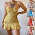 Women's  Casual Home Small Floral Camisole Dress Summer Comfortable Skirt. 
