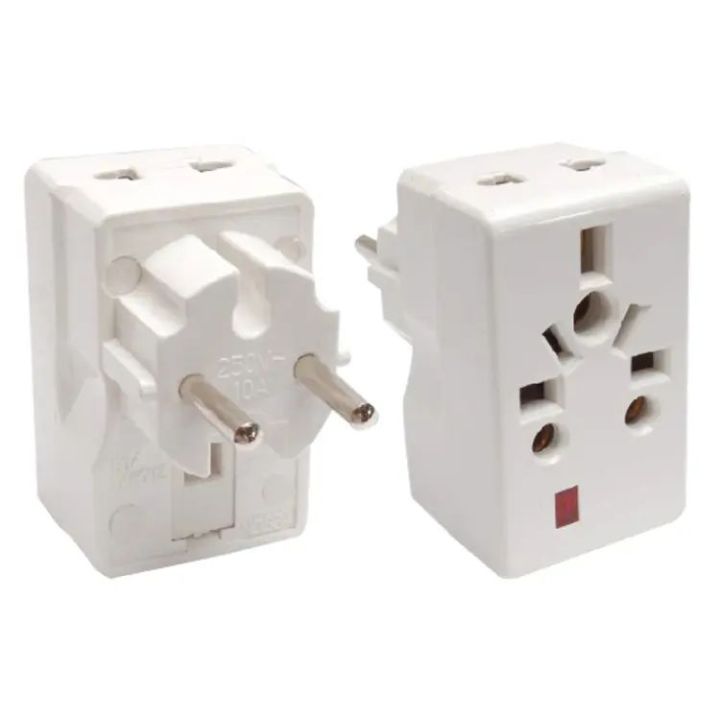 10A Round 2 Pin Multi Plug & Socket with Fuse Protection