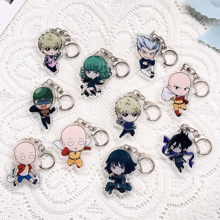 1/10PCS Anime Characters One Punch Man Acrylic Keychain Accessories Keyrings Friends Cartoon Bag Charms Backpack Pendant