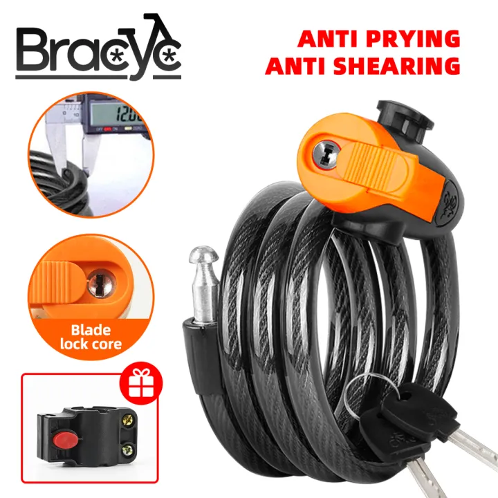 Universal Mountain Bike Cable Lock Key Fixed Secure Anti Theft with Bracket Scooter Lock Portable Steel Bicycle Accessories