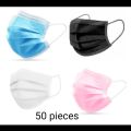 Disposable Protective surgical Face Masks - Pack of 50 (3 Layers, 65 GSM). 