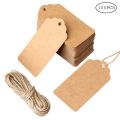 Brown Gift Tags with String Kraft Paper Card, 100pcs 7x4cm Luggage Tag Labels Craft Price Tags with Free 30 Meter Soft Twine Jute DIY (Brown). 