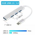 4Port Type c or USB Hub Splitter Multiport HUB USB 3.1 Hub High Speed 5Gbps 4 USB 3.0 2.0 Ports Aluminium Aase Smart USB Hub. 