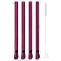 5pcs Metal Stainless Steel Straw Reusable Pearl Milkshake Bubble Tea Straws with Brush Stirring Smoothie Spoon Shaped Straw Set. 
