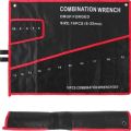 16-Pocket Black Tool Bag W/Red Stitching - Compact Wrench Organizer for Mechanics & Craftsmen, Secure Zipper & Multi-Pockets. 