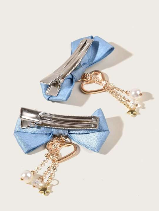 Fashion%202%20Pcs%20Bow%20Tie%20Hairpin%20For%20Girl%20With%20Metal%20Heart%20and%20Golden%20Pearl%20Baby%20and%20Lady%20Silk%20Hair%20Headpiece%20For%20Daily%20Dressing%20-%20Image%206