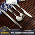 Titanium Tableware Set Outdoor Household Spoon Fork Knife Chopsticks Camping Travel Portable Tableware Set.