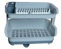 Bright Kitchen Master 2-Layer Plate Rack, 20"x14"x13", Dish Stand with Water Drainer, Random Colors. 