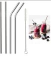 5Pcs Straws Stainless Steel Metal Reusable Drinking Straws with Cleaner Brush For Kids. 