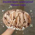 1pc Double Layer Shower Caps, Printed Bonnet, Waterproof Bath Caps Reusable Shower Caps Hair Hat For Women Ladies Spa Salon. 