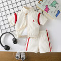 2Pcs Baby Boys Short Sleeve With Zipper Top & Pants Set Summer Outdoor Sports Clothes For 1-3Y Casual. 