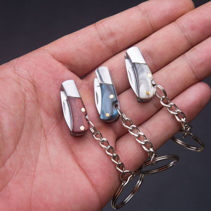 New Mini Fold Knife Keychains Portable Acrylic Small Blade Pendant Key Chains Rings Cute Keyring Outdoor Hanging Camping Knife