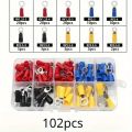 102/280 pcs New Insulated Cable Connector Electrical Wire Crimp Spade Butt Ring Fork Set Ring Lugs Rolled Terminals Assorted Kit.