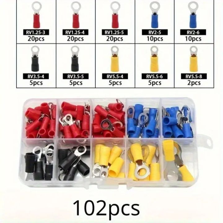 102/280%20pcs%20New%20Insulated%20Cable%20Connector%20Electrical%20Wire%20Crimp%20Spade%20Butt%20Ring%20Fork%20Set%20Ring%20Lugs%20Rolled%20Terminals%20Assorted%20Kit%20-%20Image%204