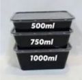 Dissposable Food Cantainer Black Box Rectangular Shape 500ml,750ml,1000ml,1500ml. 