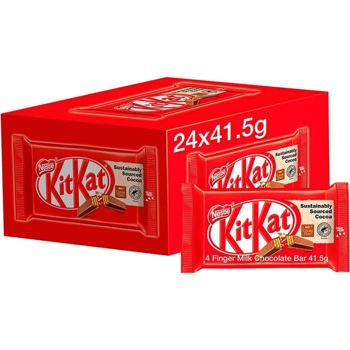 Kitkat 4 Finger Milk Chocolate Wafer, Pack OF 24 Bars (24 x 41.5 gm)