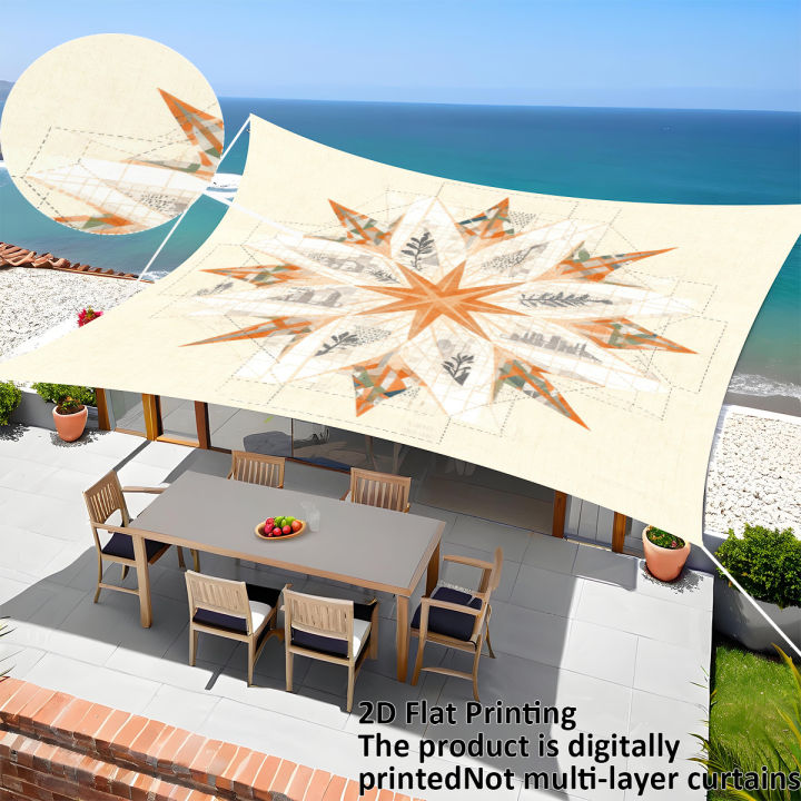 1 Pc Vintage Compass Star & Map Print Outdoor Canopy Portable Sun Shade ...
