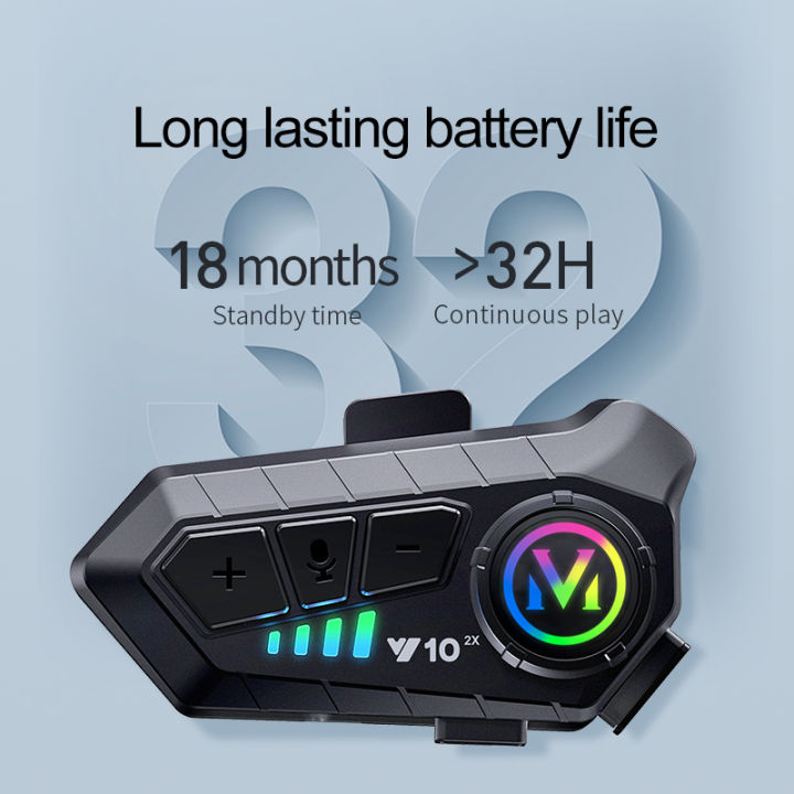 Y10-2X%201/2Pcs%20Motorcycle%20Helmet%20Bluetooth%20Headset%20Intercom%20Long%20Standby%201000mAh%20MP3%20IPX6%20Waterproof%20%20Wireless%20Hands-free%20Super%20-%20Image%204