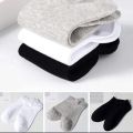 pack of 5 pairs cotton ankle socks solid colour black white grey. 