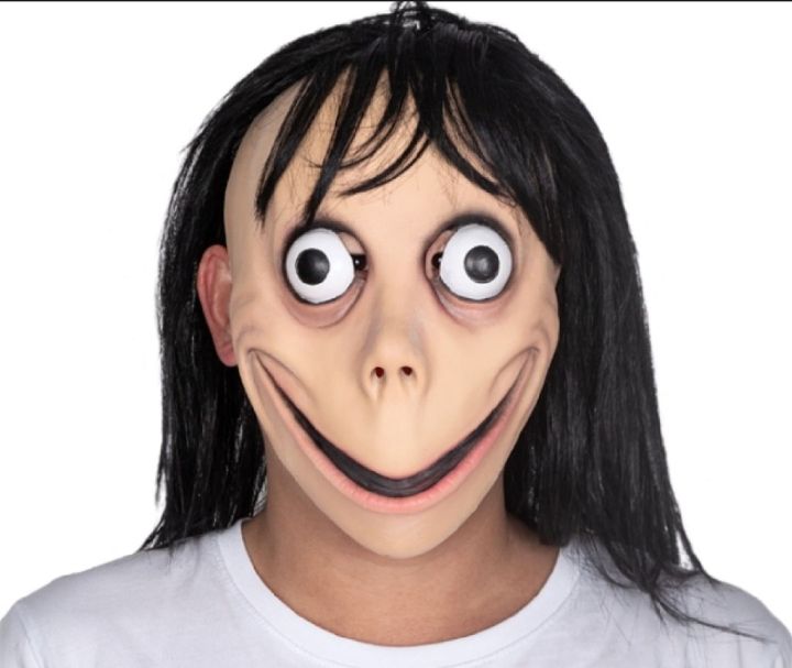Halloween Scary Momo Ghost Face Mask with Long Hair wig.