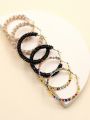 6 Pieces Summer Exaggerated Ladies Color Handmade Rice Bead Hoop Earrings All-match Casual Earrings Jewelry SetAll-match CAS. 