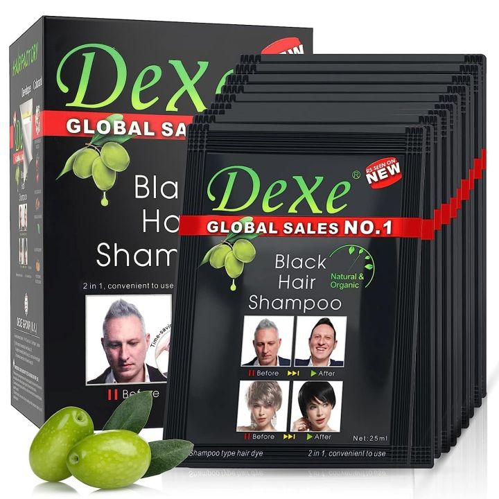Dexe Black Hair Color Shampoo 25ml Pack of 10