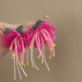 New Bohemian White Pink Big Cloth Flower Earrings for Women Statement Jewelry Handmade Pearl Bowknot Tassel Pendientes.