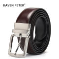 Men's Leather Belt Reversible Buckle Luxury Brand Male Waist Cowskin Belts For Jeans Rotated Designer Accessories High Quality. 