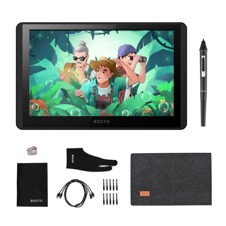 BOSTO 12HD-A H-IPS LCD Graphics Drawing Tablet Monitor 11.6 Inch Size 1366x768 Display 8192 Pressure Level Passive Technology
