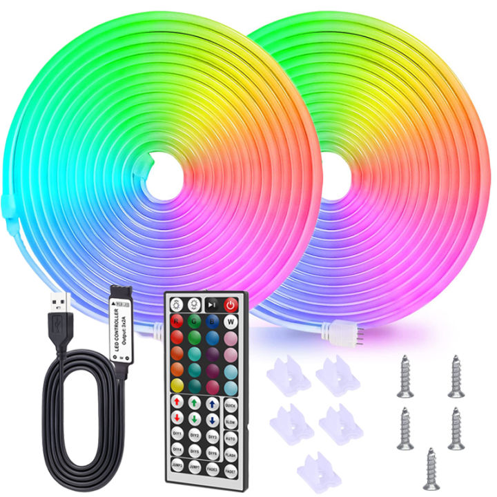 Rgb Mini Led Rope 5M RGB LED Neon Rope Light with Remote Control, USB 5V RGB Color ...