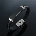 Vnox Stainless Steel Bracelet Men Wrist Band Black Grooved Rudder Silicone Mesh Link Insert Punk Wristband Stylish Casual Bangle. 