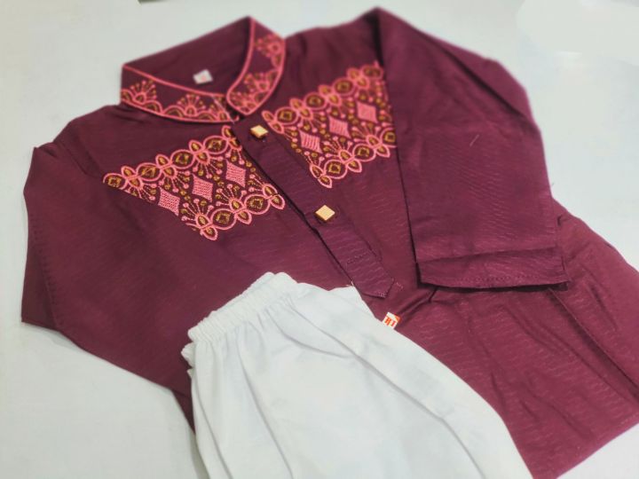 Eid special full body embroidery work baby panjabi by colour Q