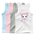 2024 Summer Girls Cute Cat Print Vest Princess Girl Fashion Tank Top Kids Sleeveless T-shirt 3-14y.