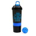 BPA Free Protein Shaker Bottle Your Gym Partner with Motivation Quotes Having 2 Storage Compartment Premium with Food Grade 500ml. 