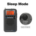 HRD-737 Portable Full Band Radio Aircraft Band Receiver FM/AM/SW/ CB/Air/VHF World Band with LCD Display Alarm Clock. 