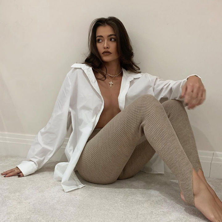 Beige%20Ribbed%20Knit%20Leggings%20Women%20High%20Waist%20Cotton%20Fitness%20Basic%20Pants%20Casual%20Spring%20New%20All-Match%20Female%20Skinny%20Leggings%20-%20Image%202