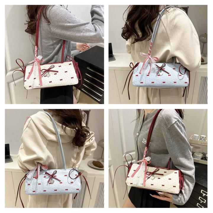 Women's%20Crossbody%20Bag%20Handbag,%20Polka%20Dot%20Bow%20Design%20Korean%20Style,%20Shoulder%20Strap%20&%20Top%20Handle,%20New%20Summer%20Fashion%20-%20Image%202