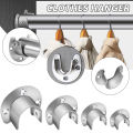 U Shaped Wardrobe Bracket Stainless Steel Closet Clothes Hanging Rod Holder Multipurpose Curtain Rod Support For Bathroom.