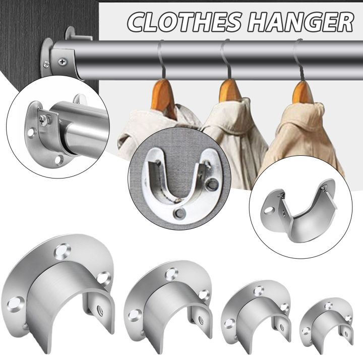 U Shaped Wardrobe Bracket Stainless Steel Closet Clothes Hanging Rod Holder Multipurpose Curtain Rod Support For Bathroom
