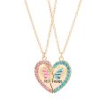 Luoluo&baby 2Pcs/set Delicate Rhinestone Butterfly Heart Best Friend Necklace for Kids Girls Fashion Friendship Gifts. 