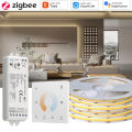 10M 20M Tuya Zigbee 3.0 COB CCT Led Strip Dual White Room Light 2700-6500K RF Dimming Touch Remote for Alexa  SmartThings. 