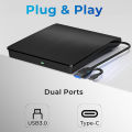 USB 3.0 USB C External CD/DVD RW Drive Read Burner Portable DVD Player Optical Drives For Laptop PC Windows 11 10 Linux OS Mac. 