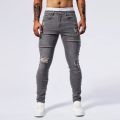 Ripped Men's Jeans Slim Stretch Holes Fashion Biker Denim Pants Skinny Personality Hip Hop Streetwear Male Fashion Trousers. 