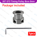 20 Teeth GT2 Timing Pulley Shaft Hole 8mm Aluminum GT2 Timing Pulley 8mm Bore 20 Tooth 6mm Wide Timing Belt For CNC 3D Printer. 