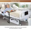 Over bed table with castors height adjustable Hospital Bed Table, Overbed Table with Hidden Wheels and Cup Holder, Adjustable Bedside Table and Rolling Bed Tray and Laptop Cart, Over Bed Hospital Table for. 