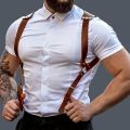 UYEE Men's Pants Leather Adjustable Backpack Shoulder Straps Fashion Adult Belt. 