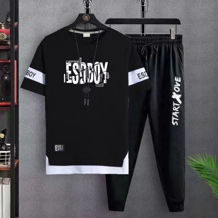 Men's Summer Hot-selling T-shirt Pants Set Casual Fitness Jogger Pants T Shirt Hip Hop Fashion Men's Tracksuits - Men's Sets -