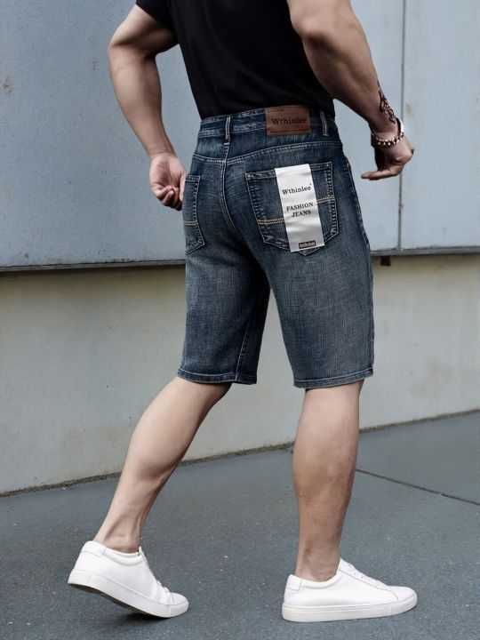 Wthinlee%20New%20Business%20Men's%20Jeans%20Casual%20Straight%20Stretch%20Fashion%20Classic%20Blue%20Black%20Men's%20Summer%20Denim%20Shorts%20Knee-Length%20-%20Image%204
