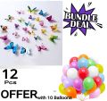 12 Piece 3D Foldable Plastic Butterflies Multicolor Wall, Fridge, and Door Decoration PVC Material. 